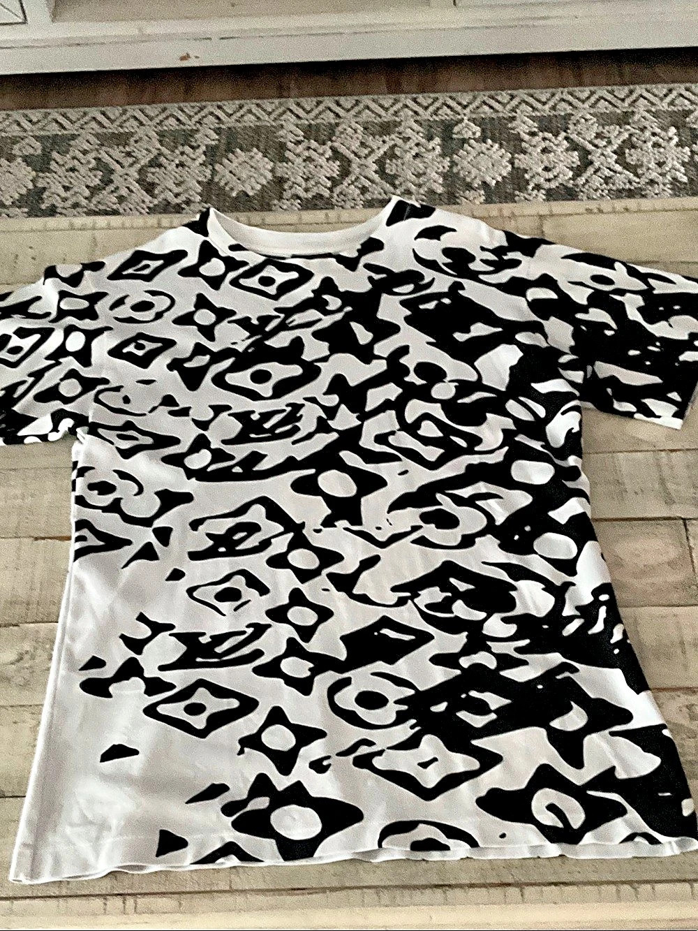 Louis Vuitton x Urs Fischer Monogram Print T-Shirt White & Black